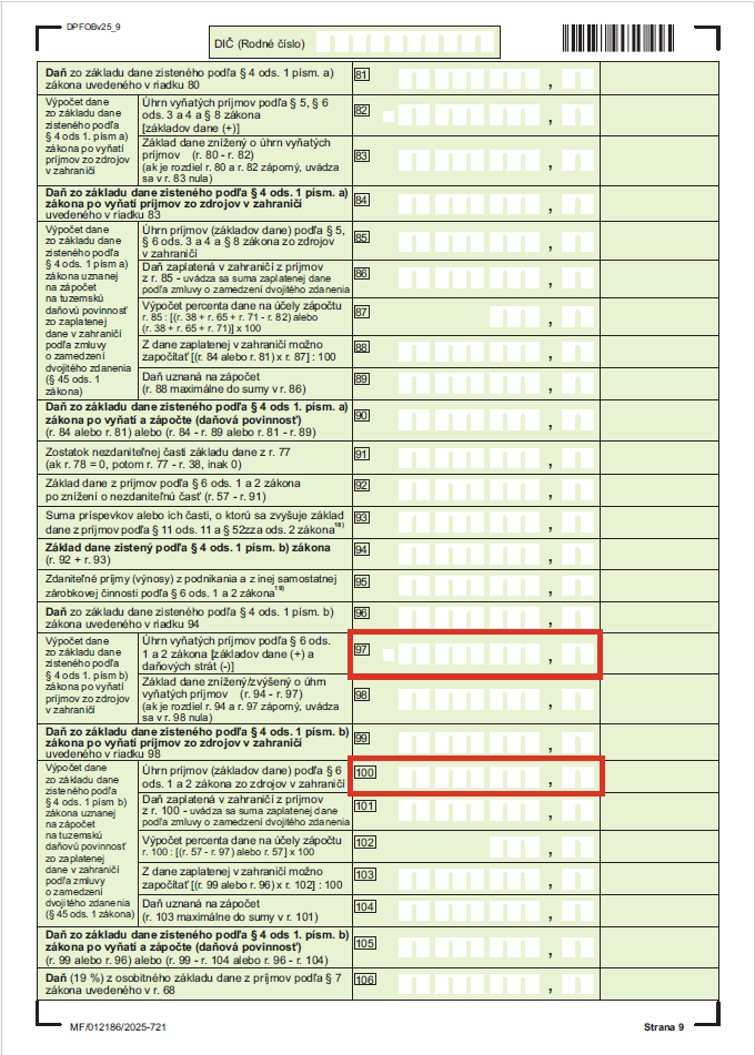 Strana č. 9, riadok 97 a 100