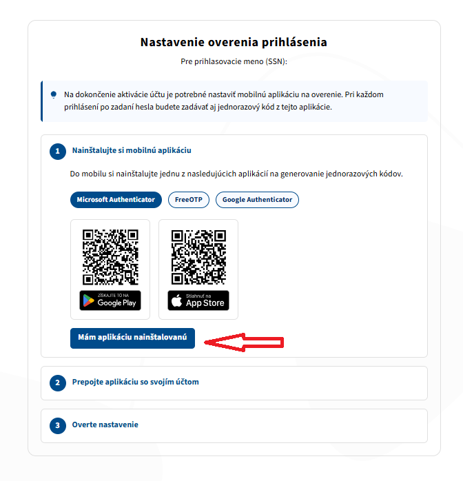 EUP nastavenie autentifikatora