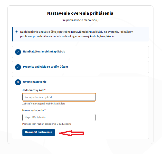 EUP dokoncit nastavenie