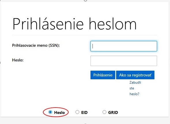 Prihlasenie heslom