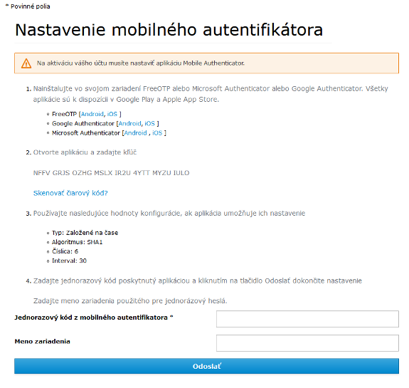 Aktivácia pomocou kľúča
