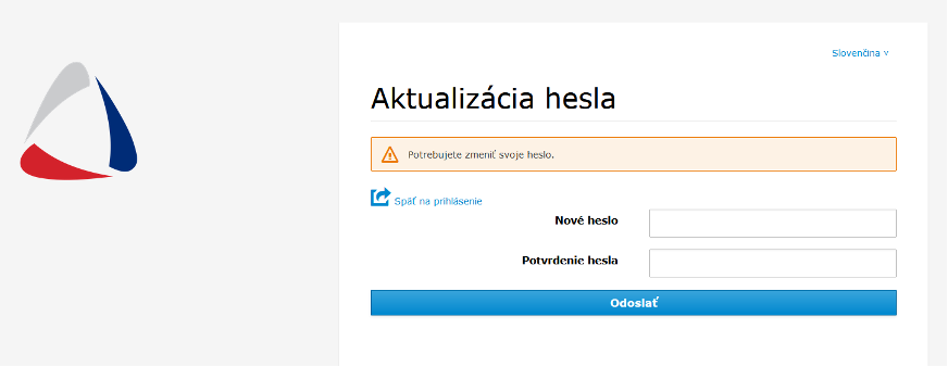 Obrázok 72: Aktualizácia hesla