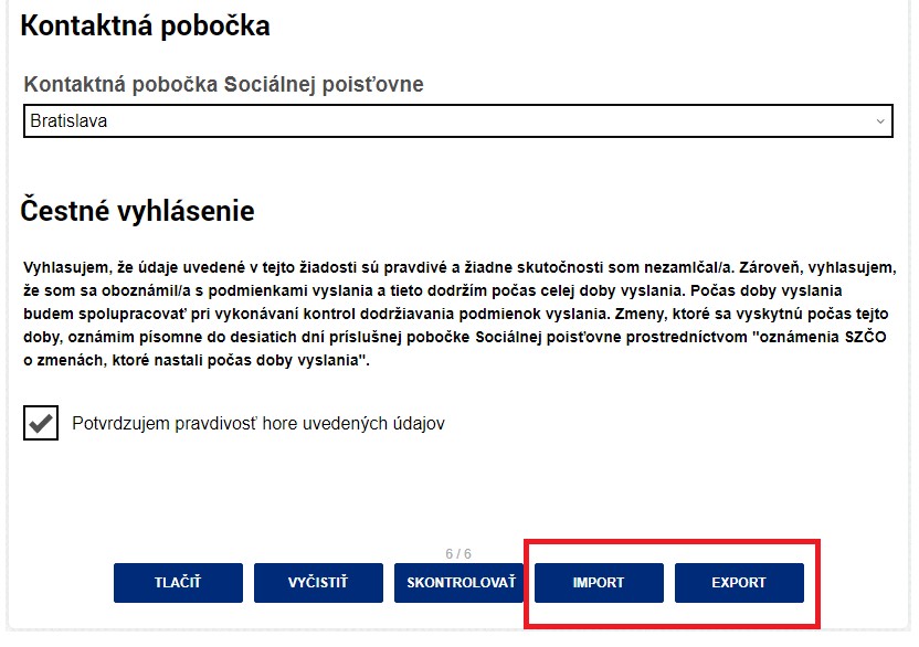 funkcia import/export