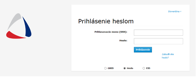 Zadanie prihlasovacieho identifikátora SSN a hesla.