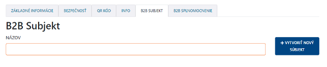 Vytvorenie B2B subjektu